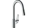 hansgrohe Focus M42 Küchenarmatur 220 2jet 71820000 mit Ausziehbrause, Schwenkbereich 360°, chrom