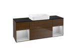 Villeroy und Boch Finion Waschtischunterschrank G742GJGN 160x60,3x50,1cm, Regale Light grey matt lacquer, Walnut veneer
