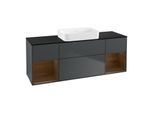 Villeroy und Boch Finion Waschtischunterschrank G742GNHG 160x60,3x50,1cm, Regale Walnut veneer, Midnight Blue Matt Lacquer