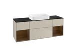 Villeroy und Boch Finion Waschtischunterschrank G742GNHH 160x60,3x50,1cm, Regale Walnut veneer, Sand Matt Lacquer
