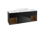 Villeroy und Boch Finion Waschtischunterschrank G741GNPD 160x60,3x50,1cm, Regale Walnut veneer, Black matt lacquer