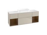 Villeroy und Boch Finion Waschtischunterschrank F741GNHH 160x60,3x50,1cm, Regale Walnut veneer, Sand Matt Lacquer