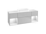 Villeroy und Boch Finion Waschtischunterschrank F741GFGJ 160x60,3x50,1cm, Regale Glossy white lacquer, Light grey matt