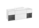 Villeroy und Boch Finion Waschtischunterschrank F741GKGF 160x60,3x50,1cm, Regale Anthracite matt lacquer, Glossy white lacquer