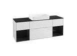 Villeroy und Boch Finion Waschtischunterschrank G742PHMT 160x60,3x50,1cm, Regale Glossy black lacquer, White matt lacquer