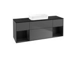 Villeroy und Boch Finion Waschtischunterschrank F742PDGK 160x60,3x50,1cm, Regale Black matt lacquer, Anthracite matt