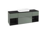 Villeroy und Boch Finion Waschtischunterschrank F742PHGM 160x60,3x50,1cm, Regale Glossy black lacquer, Olive Matt Lacquer