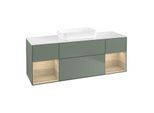 Villeroy und Boch Finion Waschtischunterschrank F741PCGM 160x60,3x50,1cm, Regale Oak Veneer, Olive Matt Lacquer