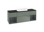 Villeroy und Boch Finion Waschtischunterschrank F742HGGM 160x60,3x50,1cm, Regale Midnight matt lacquer, Olive Matt Lacquer