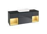 Villeroy und Boch Finion Waschtischunterschrank F742HFHG 160x60,3x50,1cm, Regale Gold matt lacquer, Midnight Blue Matt Lacquer