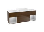 Villeroy und Boch Finion Waschtischunterschrank G741GJGN 160x60,3x50,1cm, Regale Light grey matt lacquer, Walnut veneer