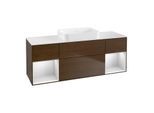 Villeroy und Boch Finion Waschtischunterschrank G741MTGN 160x60,3x50,1cm, Regale White matt lacquer, Walnut veneer