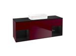 Villeroy und Boch Finion Waschtischunterschrank F742PHHB 160x60,3x50,1cm, Regale Glossy black lacquer, Peony Matt