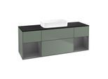 Villeroy und Boch Finion Waschtischunterschrank F742GKGM 160x60,3x50,1cm, Regale Anthracite matt lacquer, Olive Matt Lacquer