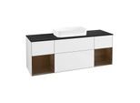 Villeroy und Boch Finion Waschtischunterschrank F742GNGF 160x60,3x50,1cm, Regale Walnut veneer, Glossy white lacquer