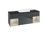 Villeroy und Boch Finion Waschtischunterschrank F742HHHG 160x60,3x50,1cm, Regale sand matt lacquer, Midnight Blue Matt Lacquer