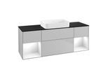 Villeroy und Boch Finion Waschtischunterschrank G742GFGJ 160x60,3x50,1cm, Regale Glossy white lacquer, Light grey matt