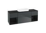 Villeroy und Boch Finion Waschtischunterschrank F742PHHG 160x60,3x50,1cm, Regale Glossy black lacquer, Midnight Blue Matt Lacquer