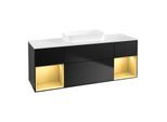 Villeroy und Boch Finion Waschtischunterschrank F741HFPD 160x60,3x50,1cm, Regale Gold matt lacquer, Black matt lacquer