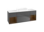 Villeroy und Boch Finion Waschtischunterschrank F741GNGK 160x60,3x50,1cm, Regale Walnut veneer, Anthracite matt