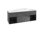 Villeroy und Boch Finion Waschtischunterschrank F741PHGK 160x60,3x50,1cm, Regale Glossy black lacquer, Anthracite matt