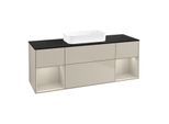Villeroy und Boch Finion Waschtischunterschrank F742HHHH 160x60,3x50,1cm, Regale sand matt lacquer, Sand Matt Lacquer