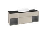 Villeroy und Boch Finion Waschtischunterschrank F742GKHH 160x60,3x50,1cm, Regale Anthracite matt lacquer, Sand Matt Lacquer