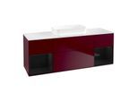 Villeroy und Boch Finion Waschtischunterschrank F741PHHB 160x60,3x50,1cm, Regale Glossy black lacquer, Peony Matt