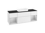Villeroy und Boch Finion Waschtischunterschrank F742GJGF 160x60,3x50,1cm, Regale Light grey matt lacquer, Glossy white lacquer