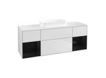 Villeroy und Boch Finion Waschtischunterschrank F741PHMT 160x60,3x50,1cm, Regale Glossy black lacquer, White matt lacquer