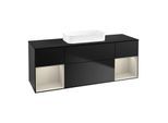 Villeroy und Boch Finion Waschtischunterschrank F742HHPD 160x60,3x50,1cm, Regale sand matt lacquer, Black matt lacquer