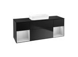 Villeroy und Boch Finion Waschtischunterschrank F742GJPD 160x60,3x50,1cm, Regale Light grey matt lacquer, Black matt lacquer