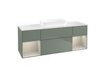 Villeroy und Boch Finion Waschtischunterschrank F741HHGM 160x60,3x50,1cm, Regale sand matt lacquer, Olive Matt Lacquer