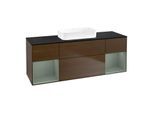 Villeroy und Boch Finion Waschtischunterschrank F742GMGN 160x60,3x50,1cm, Regale Olive matt lacquer, Walnut veneer