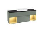 Villeroy und Boch Finion Waschtischunterschrank F742HFGM 160x60,3x50,1cm, Regale Gold matt lacquer, Olive Matt Lacquer