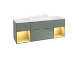 Villeroy und Boch Finion Waschtischunterschrank F741HFGM 160x60,3x50,1cm, Regale Gold matt lacquer, Olive Matt Lacquer
