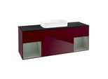 Villeroy und Boch Finion Waschtischunterschrank F742GMHB 160x60,3x50,1cm, Regale Olive matt lacquer, Peony Matt