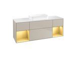 Villeroy und Boch Finion Waschtischunterschrank F741HFHH 160x60,3x50,1cm, Regale Gold matt lacquer, Sand Matt Lacquer