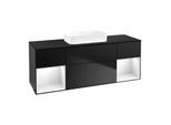 Villeroy und Boch Finion Waschtischunterschrank F742GFPD 160x60,3x50,1cm, Regale Glossy white lacquer, Black matt lacquer