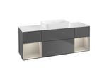 Villeroy und Boch Finion Waschtischunterschrank G741HHGK 160x60,3x50,1cm, Regale sand matt lacquer, Anthracite matt