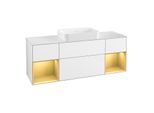 Villeroy und Boch Finion Waschtischunterschrank G741HFGF 160x60,3x50,1cm, Regale Gold matt lacquer, Glossy white lacquer