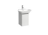 LAUFEN BASE für INO Waschtischunterschrank H4030241102601 31,5x51,5cm, Tür, Scharnier rechts, Griff Aluminium schwarz, weiß matt