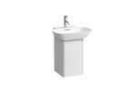 LAUFEN BASE für INO Waschtischunterschrank H4030211102611 31,5x51,5cm, Tür, Scharnier links, Griff Aluminium eloxiert, weiß glänzend