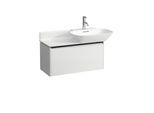 LAUFEN BASE für INO Waschtischunterschrank H4030031102611 77x36cm, 1 Schublade, Griffleiste Aluminium schwarz, weiß glänzend