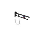 Hewi System 900 Stützklappgriff 900.50.15160DC Ausladung 750 mm, Edelstahl pulverbeschichtet schwarz tiefmatt, links