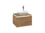 Villeroy und Boch Legato Waschtischunterschrank B567L0RH 60x38x50cm, Waschtisch mittig, mit LED-Beleuchtung, Kansas Oak