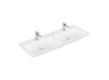 Villeroy und Boch Subway 3.0 Schrank-Doppelwaschtisch 4A71D1RW 130x47cm, mit je 1 Hahnloch/ohne Überlauf, stone white C-plus