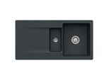 Villeroy & Boch Siluet Einbauspüle 333701S5 mit Ablaufgarnitur und Handbetätigung, Ebony