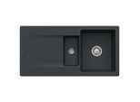 Villeroy & Boch Siluet Einbauspüle 333702S5 mit Ablaufgarnitur und Exzenterbetätigung, Ebony