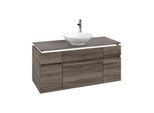 Villeroy und Boch Legato Waschtischunterschrank B578L0RK 120x55x50cm, Waschtisch mittig, mit LED-Beleuchtung, Stone Oak